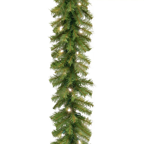 9 ft. Pre-Lit Norwood Fir Garland with Warm White LED Lights