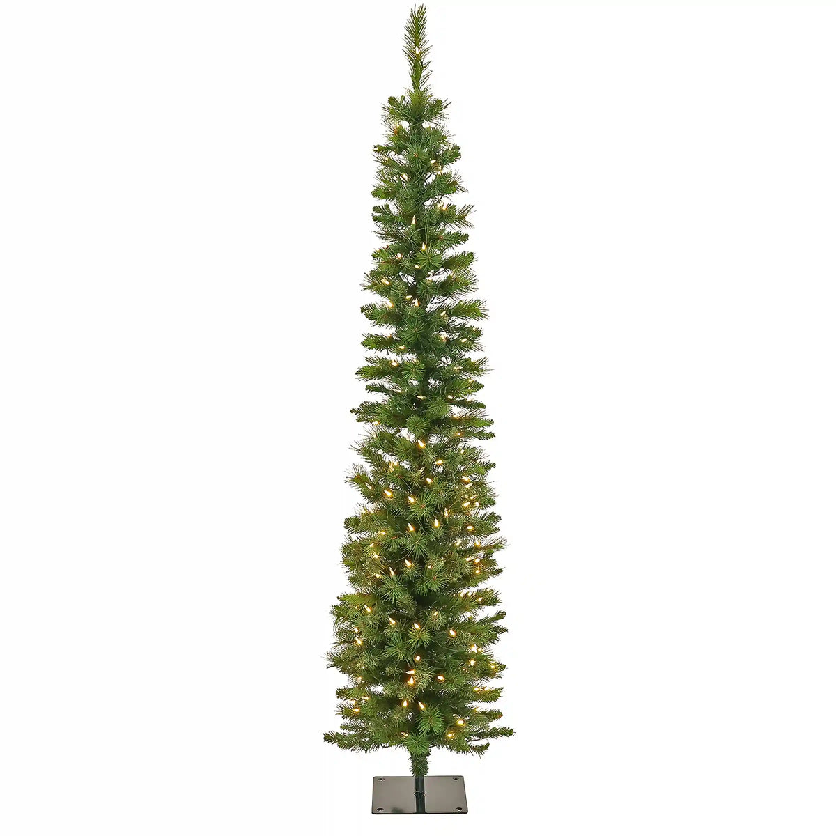 6 ft. Pre-Lit Nooksack Fir Pencil Slim Tree with LED Lights, Plug-In