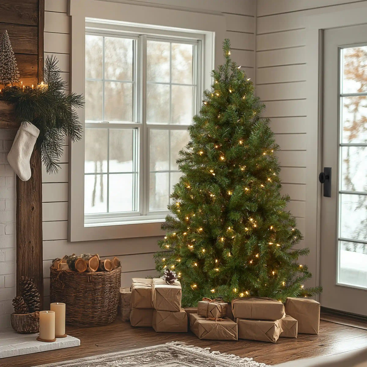 5 ft. Pre-Lit North Valley Spruce Tree with Clear Lights, Plug-In