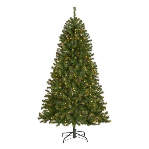 6.5 ft. Pre-Lit North Valley Spruce Full Tree with Clear Lights, Plug-In