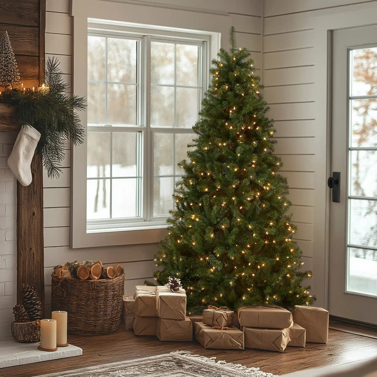 7 ft. Pre-Lit North Valley Spruce Tree with 500 Clear Lights, Plug-In