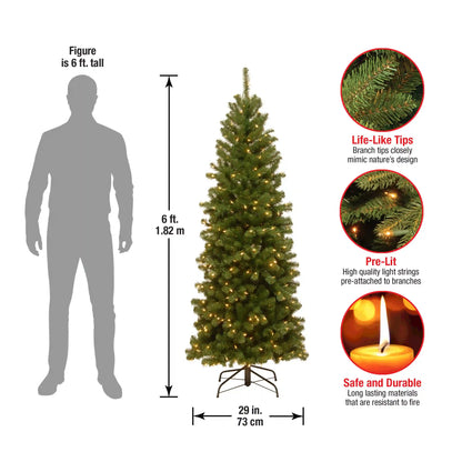 6 ft. Pre-Lit North Valley Spruce Pencil Slim Tree with Clear Lights, Plug-In