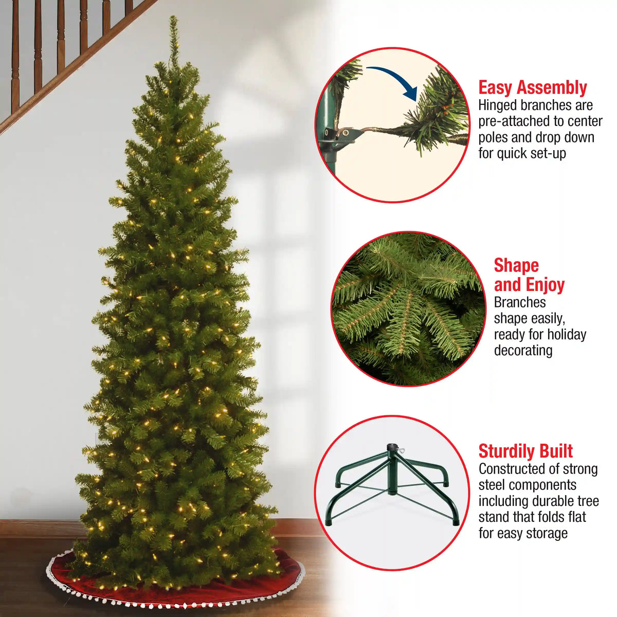 6 ft. Pre-Lit North Valley Spruce Pencil Slim Tree with Clear Lights, Plug-In