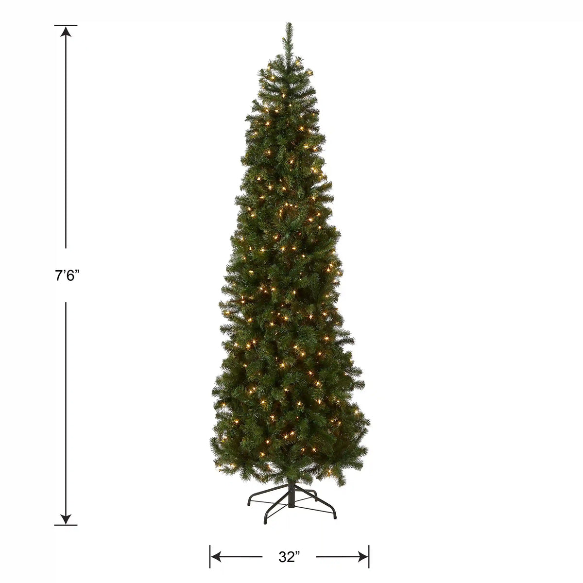 7.5 ft. Pre-Lit North Valley Spruce Pencil Slim Tree with Clear Lights, Plug-In