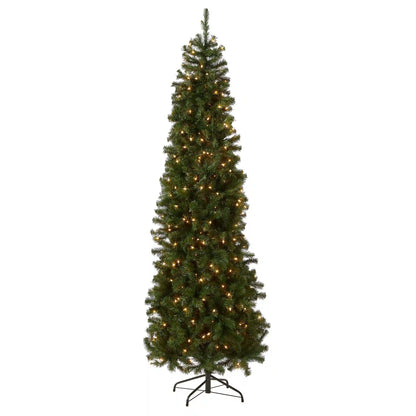 7.5 ft. Pre-Lit North Valley Spruce Pencil Slim Tree with Clear Lights, Plug-In