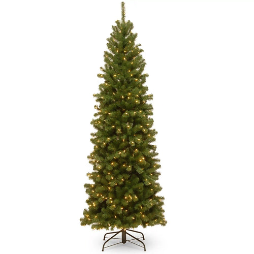 7.5 ft. Pre-Lit North Valley Spruce Pencil Slim Tree with Clear Lights, Plug-In