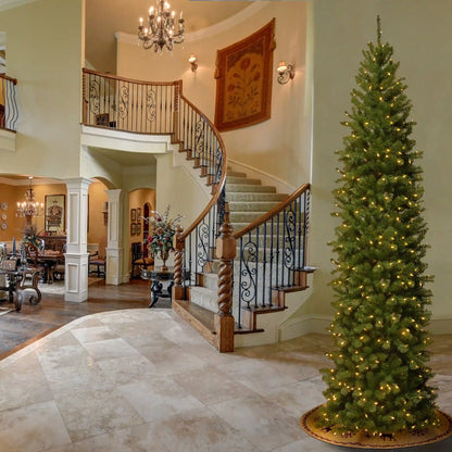 9 ft. Pre-Lit North Valley Spruce Pencil Slim Tree with Clear Lights, Plug-In