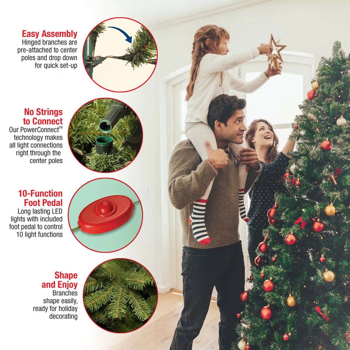 7.5 ft. Pre-Lit North Valley Spruce Tree with PowerConnect Dual Color LED Lights, Plug-In
