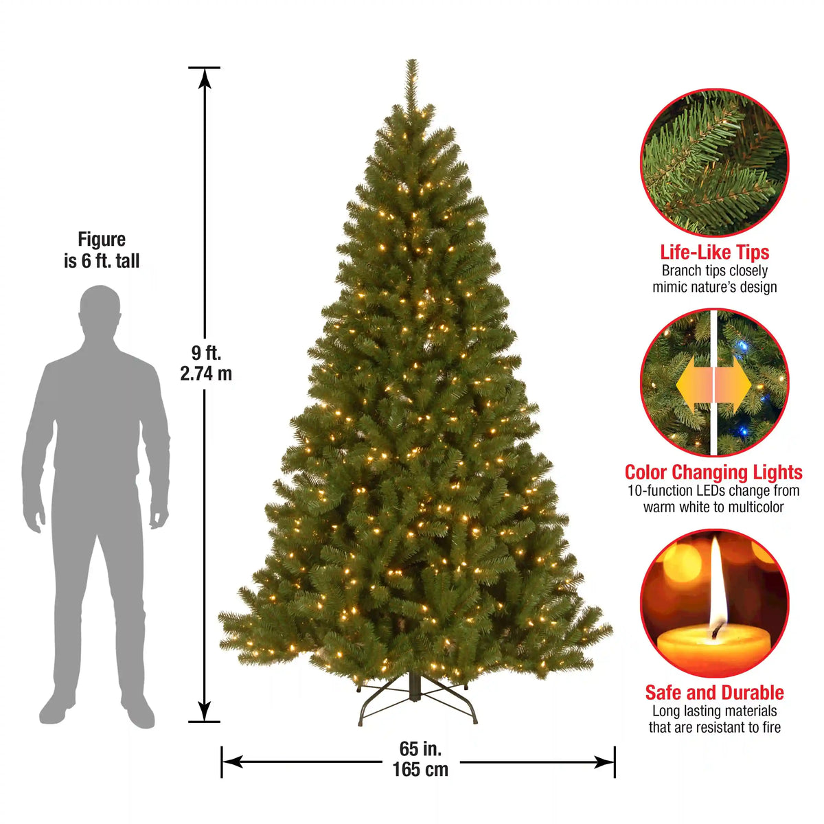 9 ft. Pre-Lit North Valley Spruce Tree with  PowerConnect Dual Color LED Lights, Plug-In