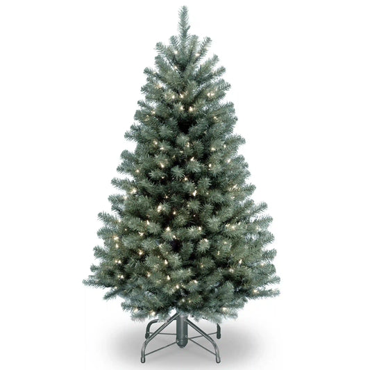 4.5 ft. Pre-Lit North Valley Blue Spruce Tree with Clear Lights, Plug-In