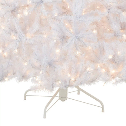 9 ft. Pre-Lit North Valley Spruce White Tree with Clear Lights, Plug-In