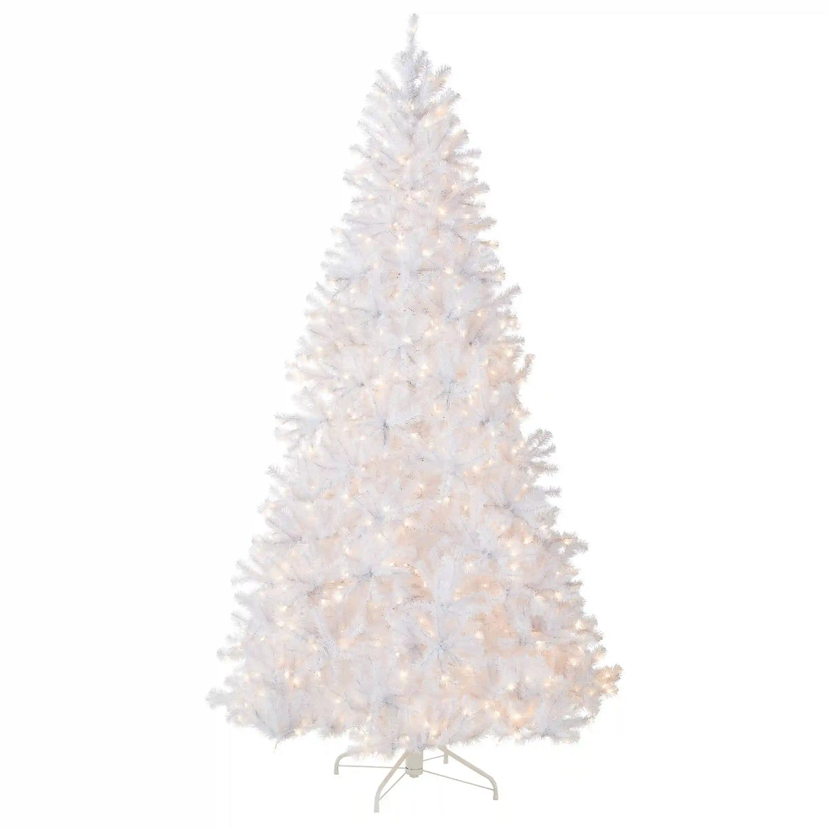 9 ft. Pre-Lit North Valley Spruce White Tree with Clear Lights, Plug-In