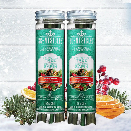 Scented Ornaments, 2- Pack- 6ct Bottle, O Christmas Tree, Fragrance-Infused Paper Sticks