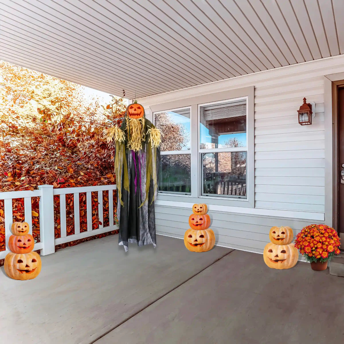 6 ft. Halloween Pre-Lit Sound Activated Animated Hanging Scarecrow with LED Lights