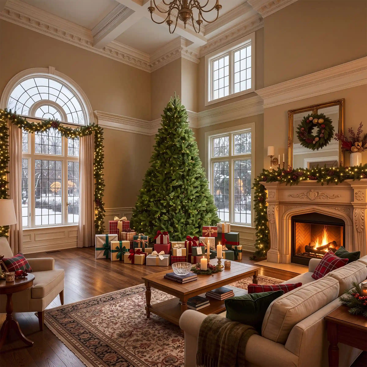 10 ft. Pre-Lit Downswept Douglas Fir Hinged Tree with PowerConnect Dual Color LED Lights