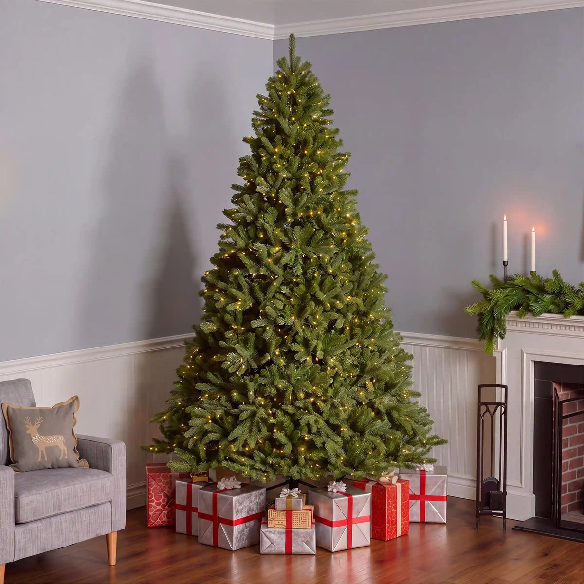 9 ft. Pre-Lit Downswept Douglas Fir Hinged Tree with Dual Color LED Lights, Plug-In