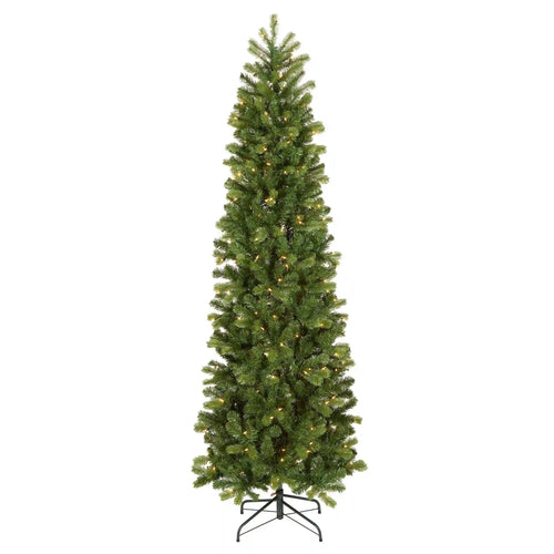7.5 ft. Pre-Lit Downswept Douglas Fir Pencil Slim Hinged Tree with Clear Lights, Plug-In