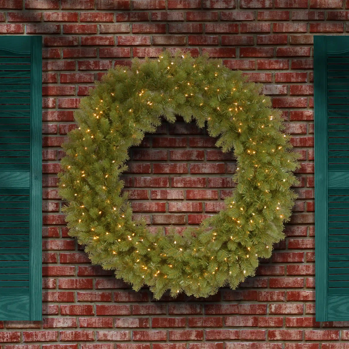 48 in. Pre-Lit Downswept Douglas Wreath with Warm White LED Lights