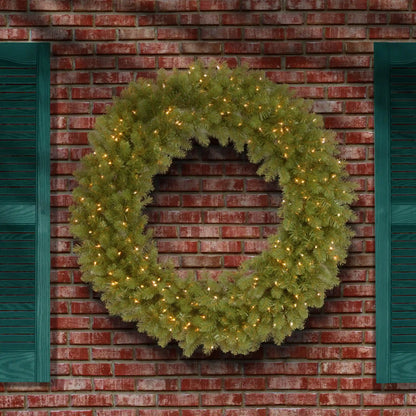 48 in. Pre-Lit Downswept Douglas Wreath with Warm White LED Lights