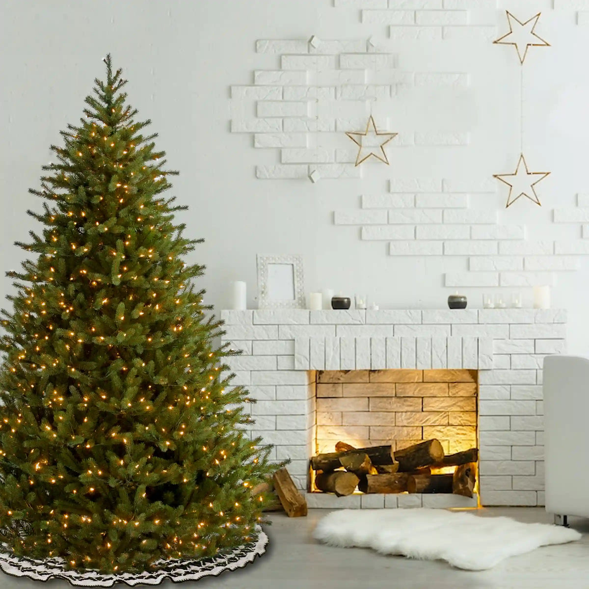 6.5 ft. Pre-Lit Norway Spruce Tree with Clear Lights, Plug-In