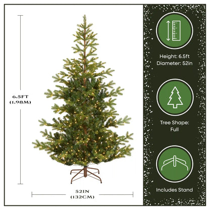 6.5 ft. Pre-Lit Norwegian Spruce Tree with Clear Lights, Plug-In