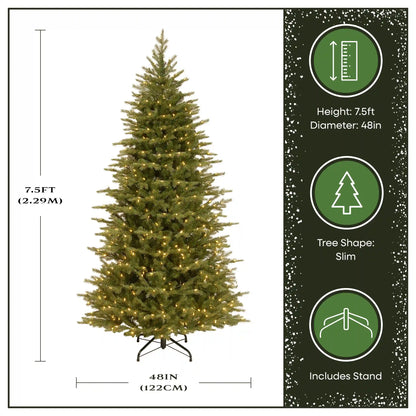 7.5 ft. Pre-Lit Nordic Spruce Slim Tree with Clear Lights, Plug-In