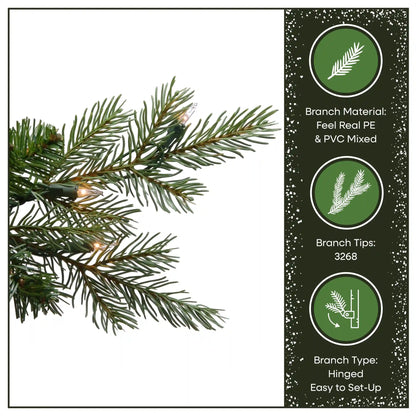 7.5 ft. Pre-Lit Nordic Spruce Slim Tree with Clear Lights, Plug-In