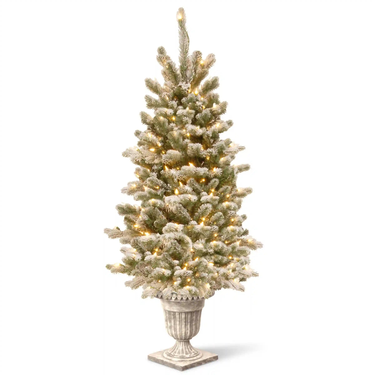 4 ft. Pre-Lit Snowy Sheffield Spruce Tree with Twinkly LED Lights, Plug-In
