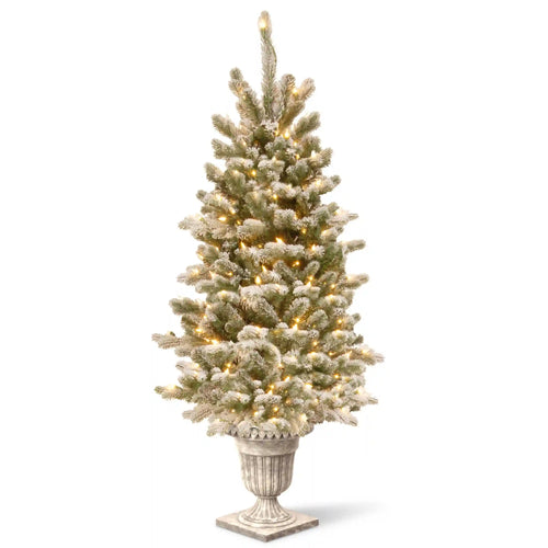 4 ft. Pre-Lit Snowy Sheffield Spruce Tree with Twinkly LED Lights, Plug-In