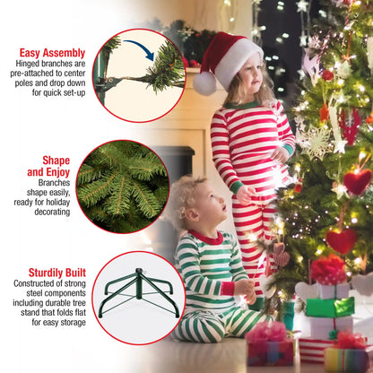 9 ft. Pre-Lit Tiffany Fir Slim Tree with Clear Lights - PE Branch Tips, Plug-In