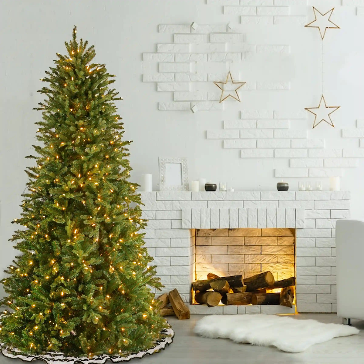 7.5 ft. Pre-Lit Tiffany Fir Tree with Dual Color LED Lights, Plug-In