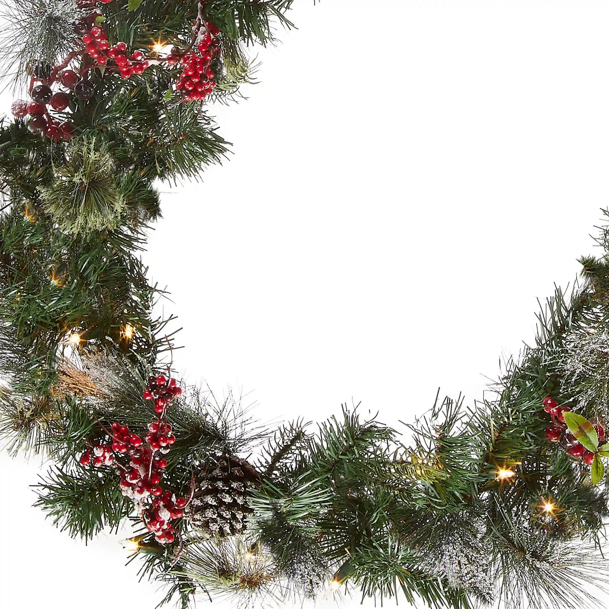 9 ft. Pre-Lit Wintry Berry Garland with Clear Lights, Plug-In