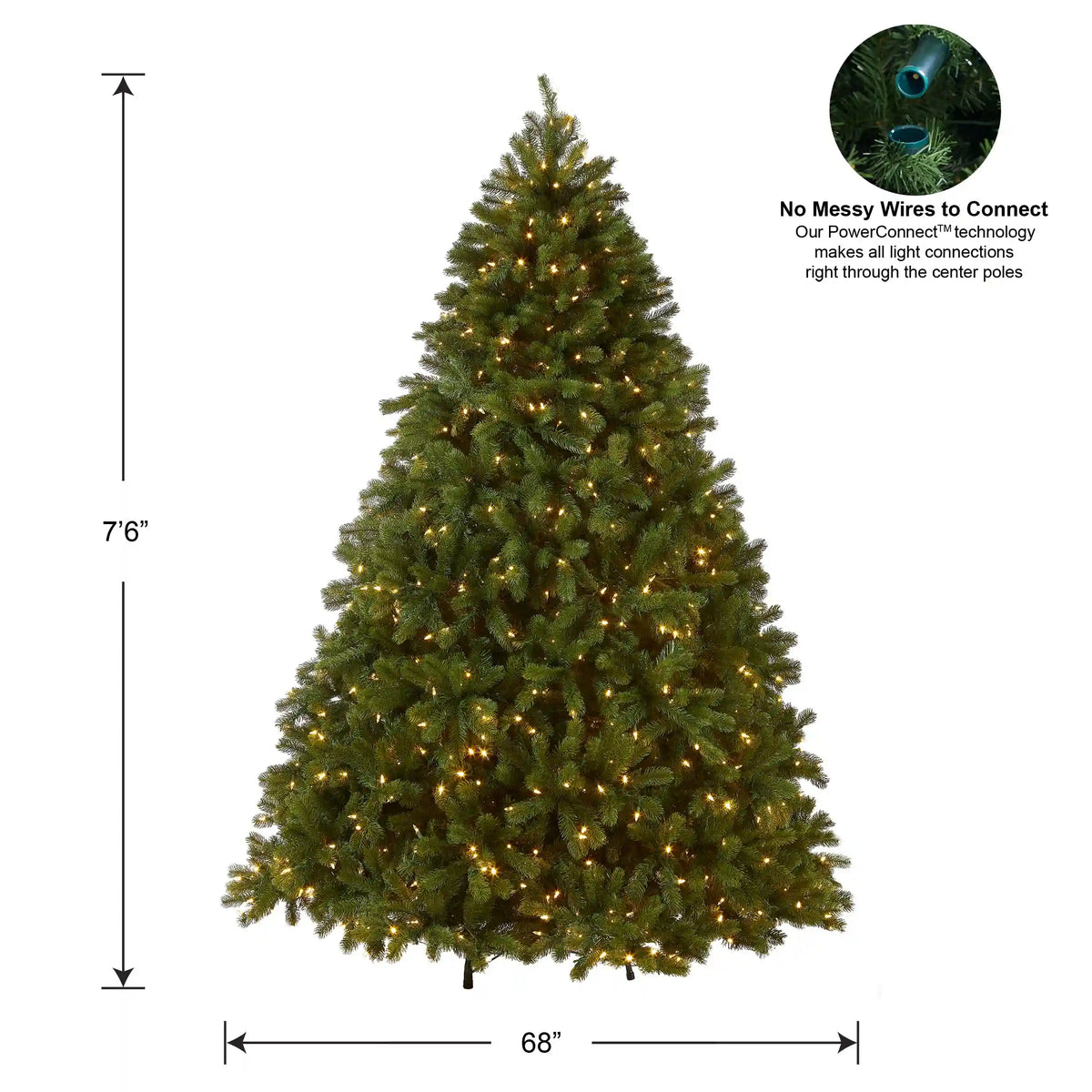 7.5 ft. Pre-Lit Deluxe Downswept Douglas Fir Tree with PowerConnect Dual Color LED Lights, Plug-In