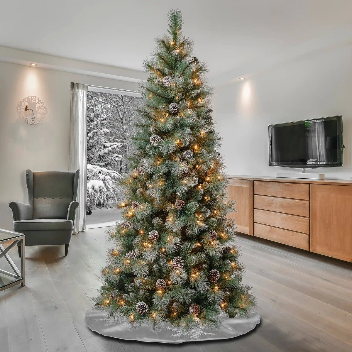 6 ft. Pre-Lit Perry Mixed Pine Tree with Clear Lights, Plug-In