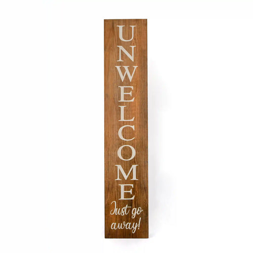 39 in. Halloween Unwelcome Just Go Away Wooden Hanging Porch Sign Decoration
