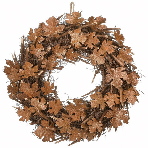 18 in. Fall Wreath with Brown Maple Leaves