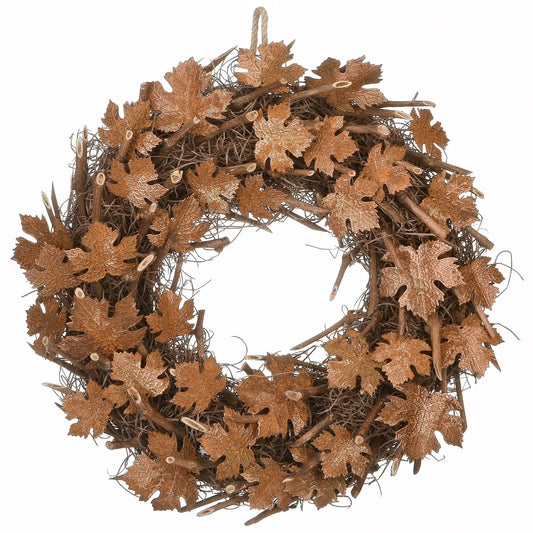 18 in. Fall Wreath with Brown Maple Leaves