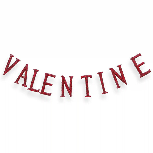 6 ft. Valentine's Banner Decorated with Red Glitter