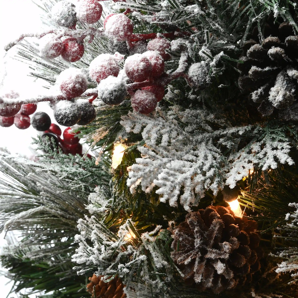 4 ft. Pre-Lit Snowy Bedford Pine Tree with Clear Lights, Plug-In