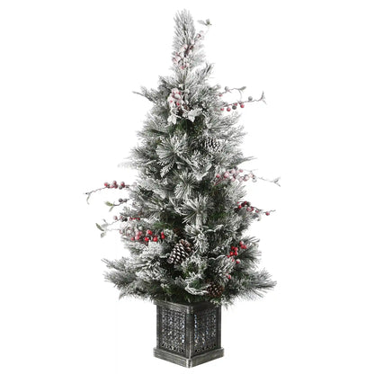 4 ft. Pre-Lit Snowy Bedford Pine Tree with Clear Lights, Plug-In