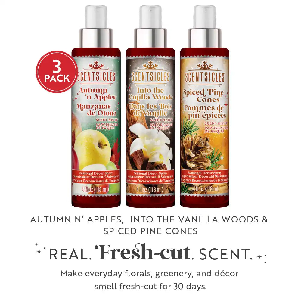 Scentsicles, Scent Mister, 1 Into the Vanilla Woods/1 Autumn 'n Apples/ 1 Spiced Pine Cones- 3 pack