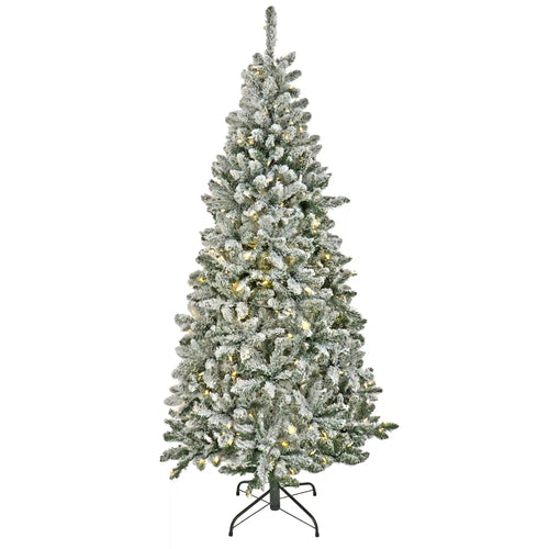 6.5 ft. Pre-Lit Snowy Chatham Slim Tree with  PowerConnect Dual Color LED Lights, Plug-In