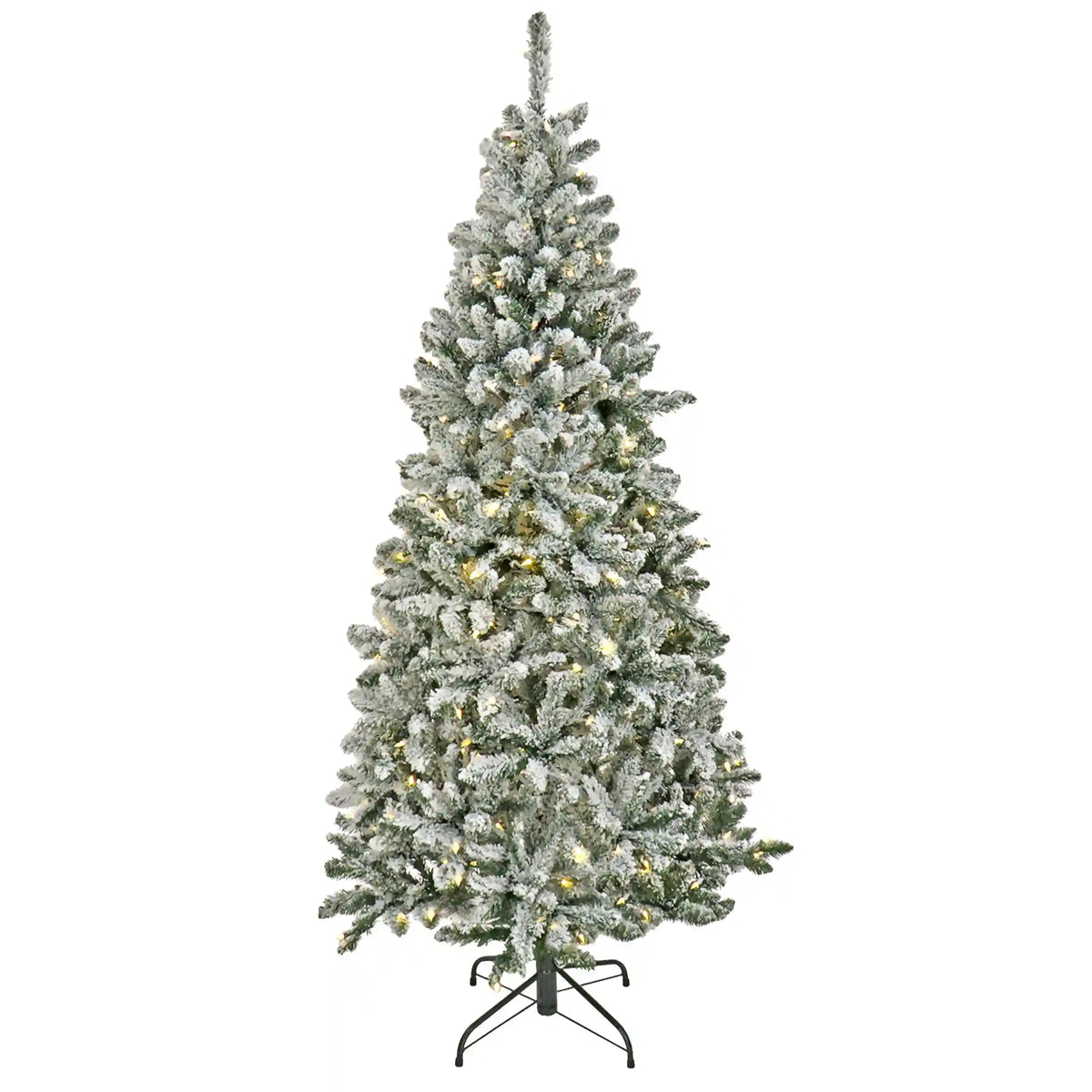 7.5 ft. Pre-Lit Snowy Chatham Slim Tree with PowerConnect Dual Colored LED Lights, Plug-In
