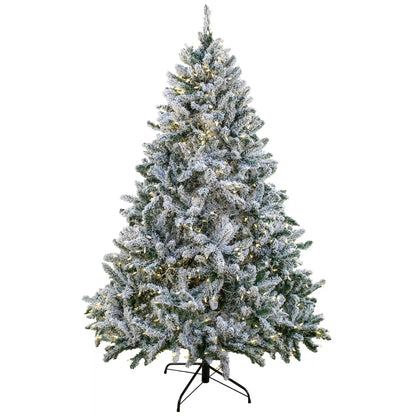 9ft. Pre-Lit Snowy Hudson Hinged Tree with PowerConnect Warm White LED Lights, Plug-In