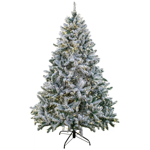 9ft. Pre-Lit Snowy Hudson Hinged Tree with PowerConnect Warm White LED Lights, Plug-In