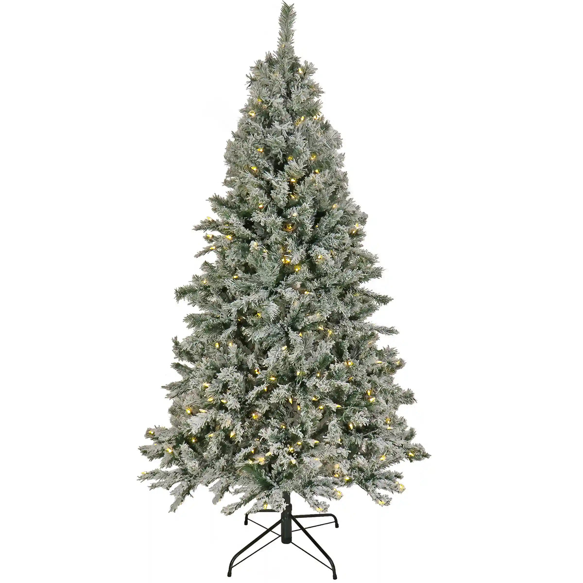 7.5 ft. Pre-Lit Snowy Harwich Tree with PowerConnect Dual Colored LED Lights, Plug-In