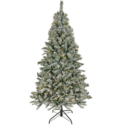 6.5 ft. Pre-Lit Snowy Harwich Hinged Tree with PowerConnect Warm White LED Lights, Plug-In