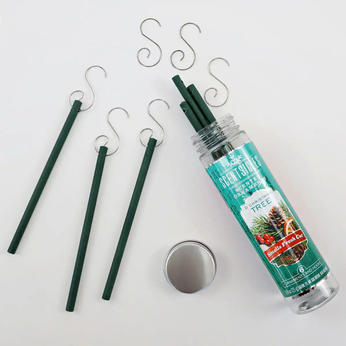 Scented Ornaments, 2- Pack- 6ct Bottle, O Christmas Tree, Fragrance-Infused Paper Sticks