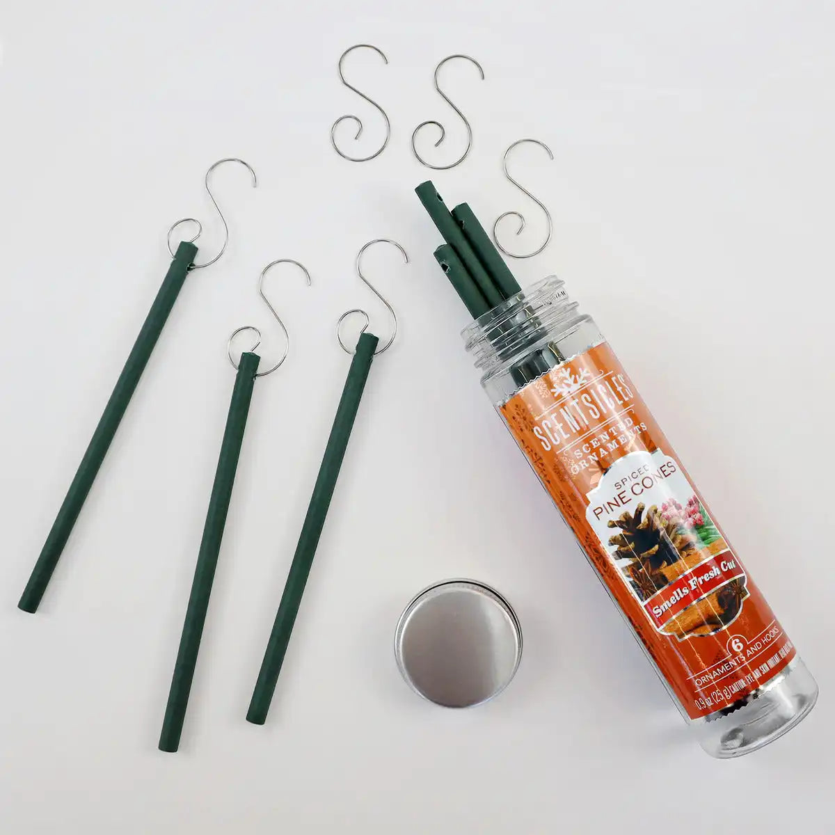 Scented Ornaments, 2-Pack-  6ct Bottle, Spiced Pine Cones, Fragrance-Infused Paper Sticks