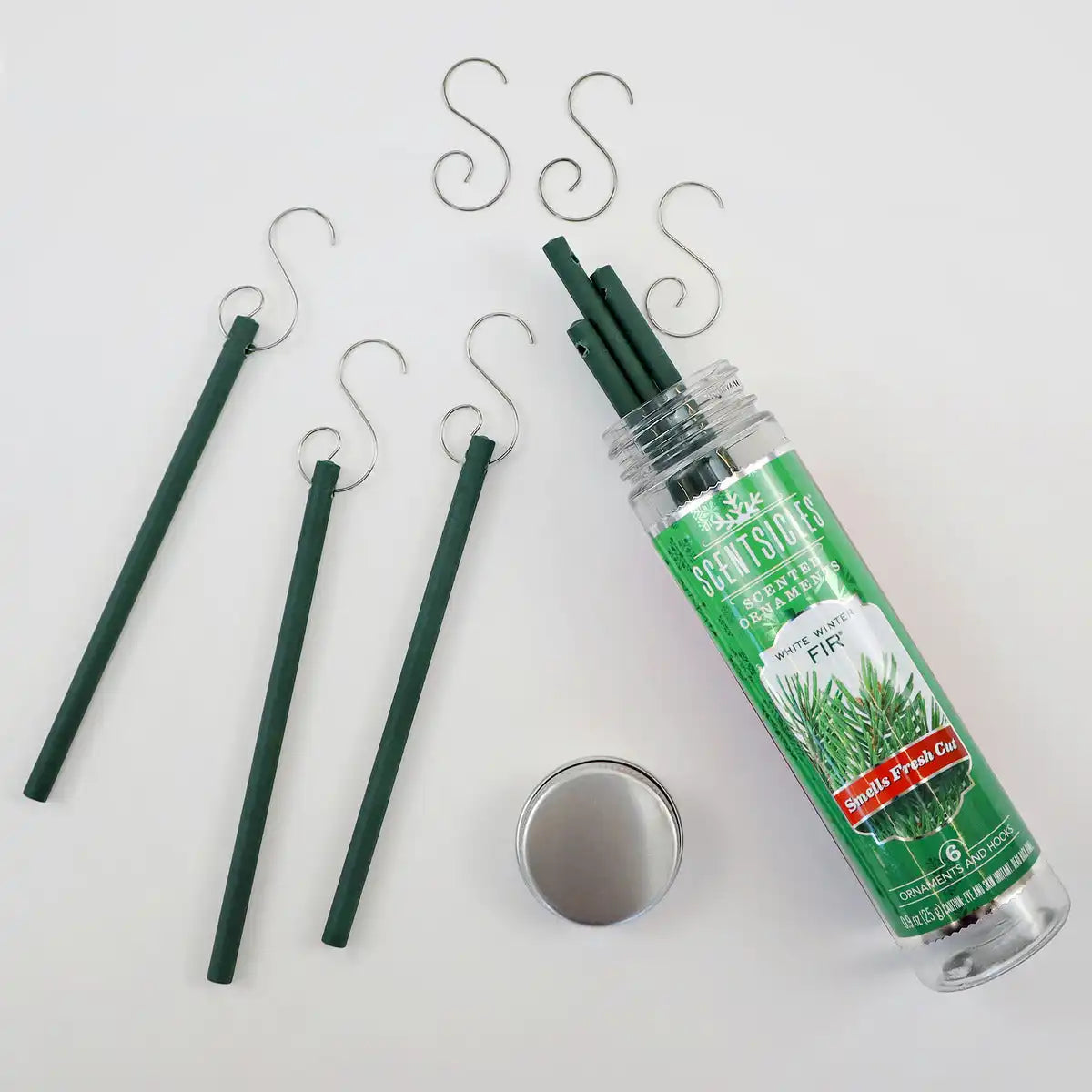 Scented Ornaments, 2 Pack- 6ct Bottle, White Winter Fir, Fragrance-Infused Paper Sticks
